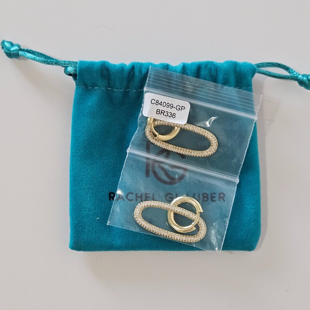 [NWOT] Rachel Glauber Lustrous Elegance Oval Drop Earrings - Picture 3 of 9